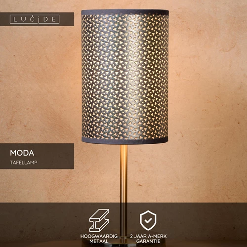 Lucide MODA - Tafellamp - Ø 13 cm - 1xE27 - Grijs - USP